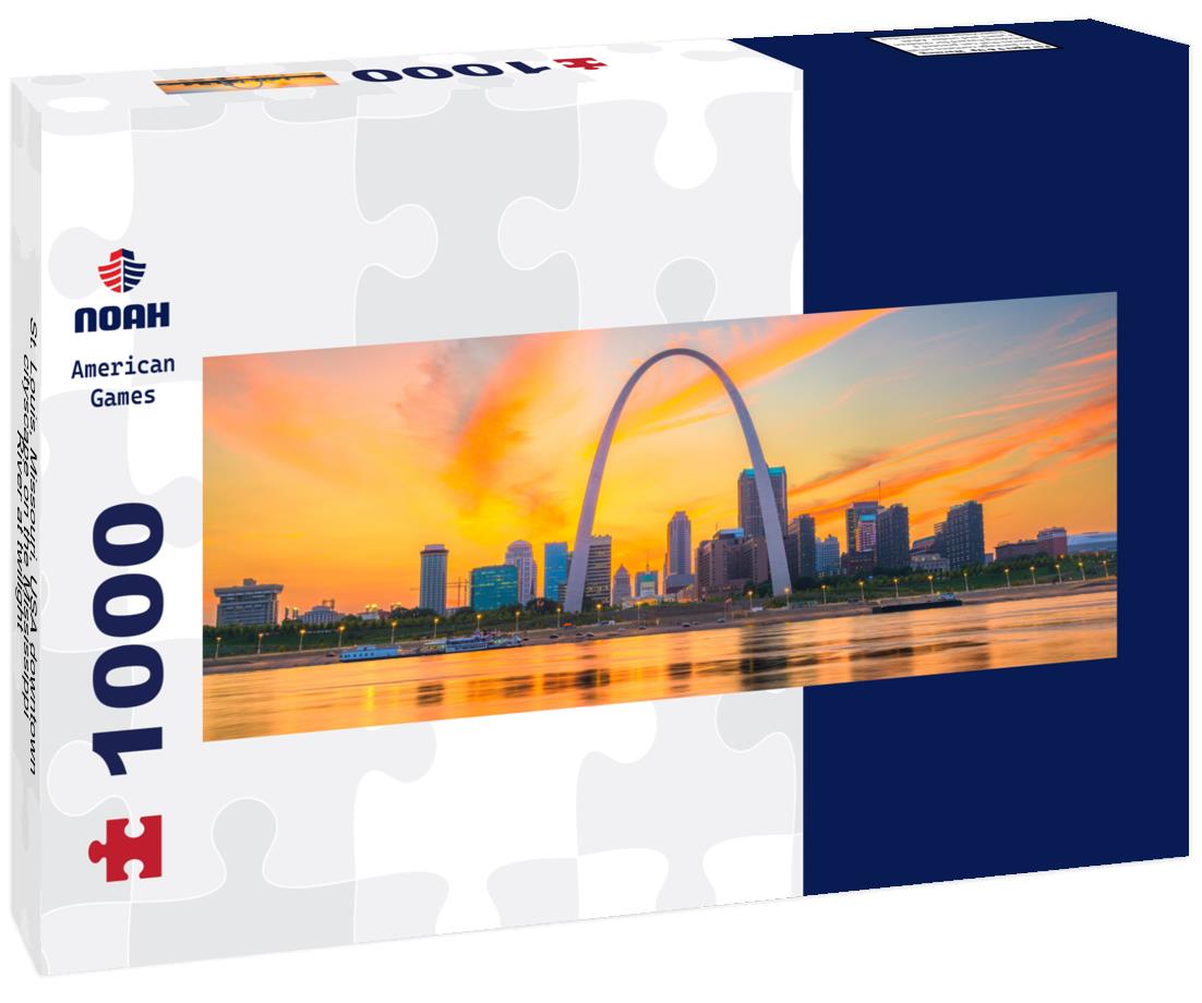 St. Louis, Missouri, USA downtown cityscape on the Mississippi River at twilight 1000pc Panoramic Puzzle