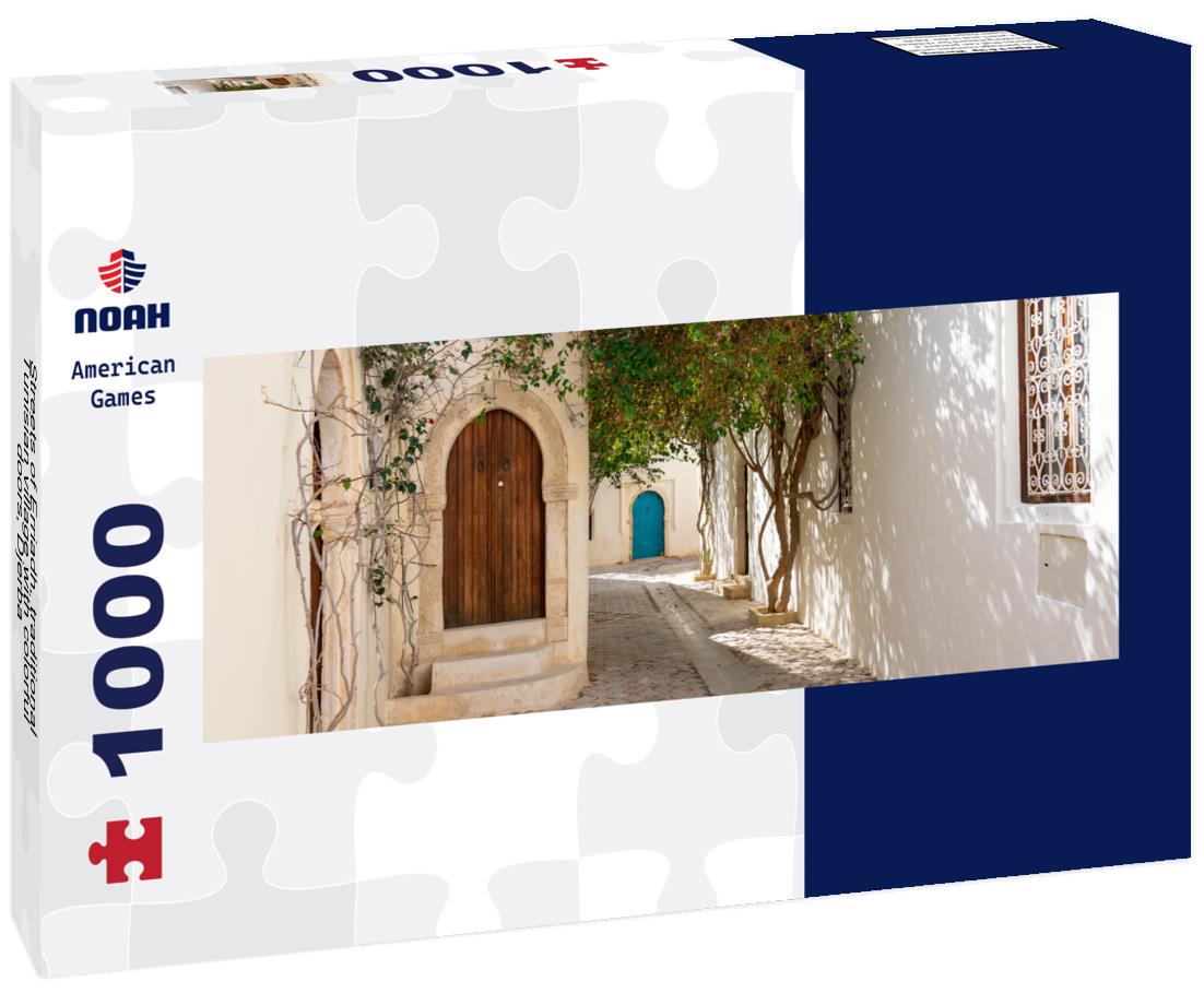 Noah Jigsaw Puzzle Streets of Erriadh, traditional Tunisian village with colorful doors, Djerba panorama 1000 pieces