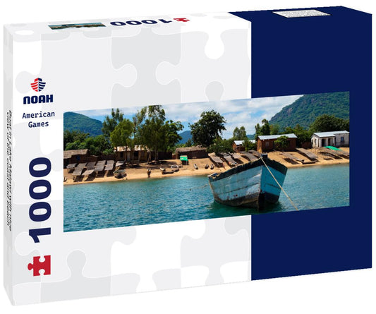 Noah Jigsaw Puzzle Boat in Lake Malawi with nice view of the coast and beach panorama 1000 pieces