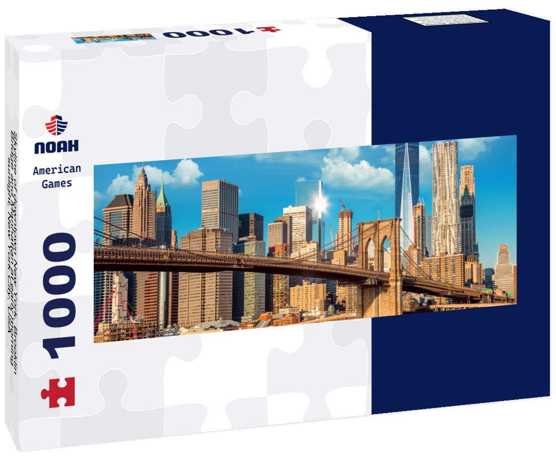 Noah Jigsaw Puzzle Skyline of downtown New York, Brooklin Bridge and Manhattan at early morning sunlight, New York City, USA panorama 1000 pieces