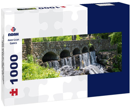 Noah Jigsaw Puzzle Waterfall under an old stone bridge at Case Mountain Recreational Area in Manchester, CT panorama 1000 pieces