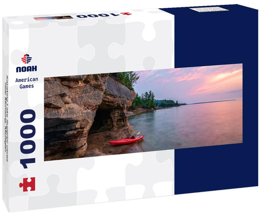 Noah Jigsaw Puzzle Kayaking Lake Superior caves near Munising, Michigan panorama 1000 pieces