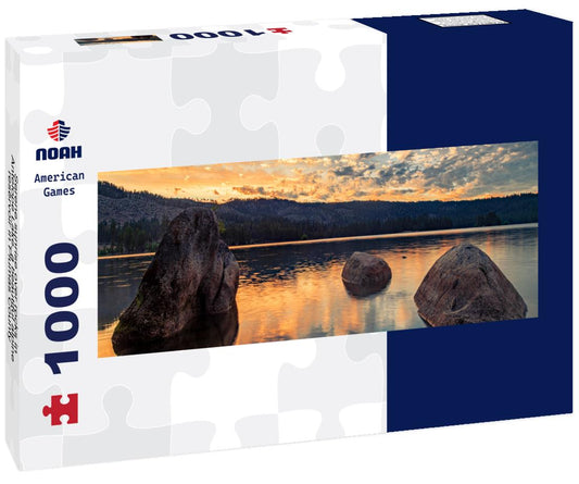 Noah Jigsaw Puzzle Serene sunrise over rocks in Antelope Lake, a beautiful alpine reservoir in Plumas County, Northern California, USA panorama 1000 pieces