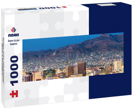 Noah Jigsaw Puzzle El Paso, Texas, USA downtown city skyline at dusk with Juarez, Mexico in the distance panorama 1000 pieces