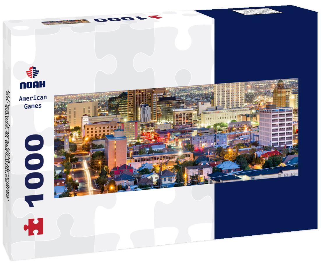 Noah Jigsaw Puzzle El Paso, Texas, USA downtown city skyline at dusk with Juarez, Mexico in the distance panorama 1000 pieces