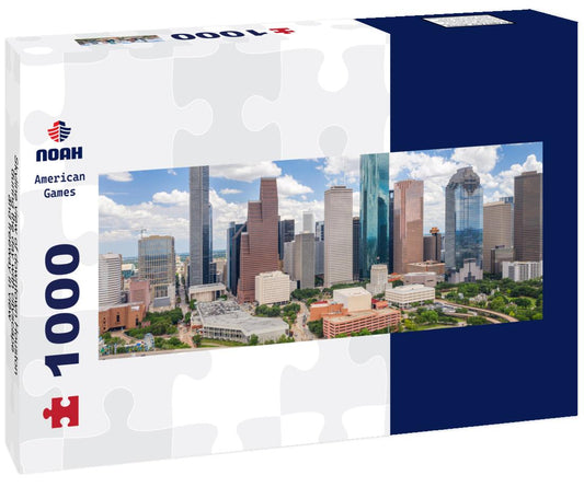 Noah Jigsaw Puzzle Skyline view of downtown Houston during the day with cityscape and freeway in view panorama 1000 pieces