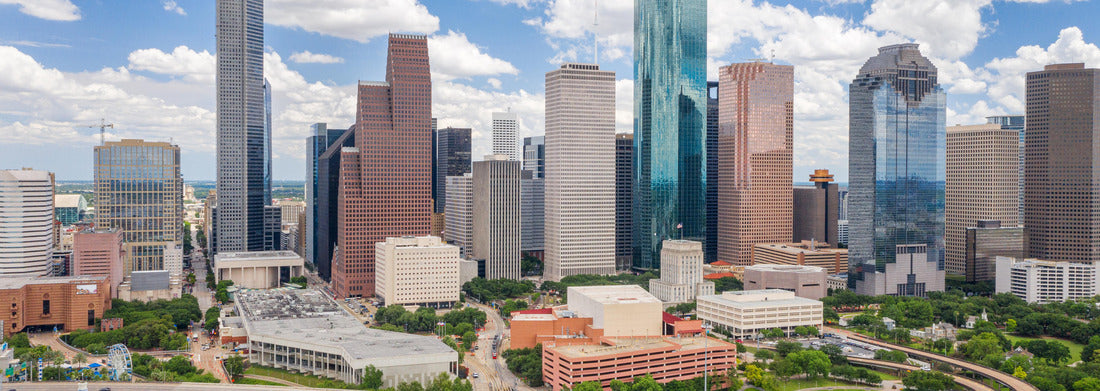 Noah Jigsaw Puzzle Skyline view of downtown Houston during the day with cityscape and freeway in view panorama 1000 pieces