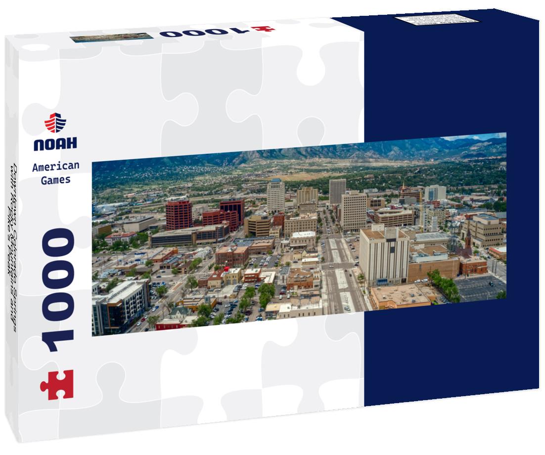 Noah Jigsaw Puzzle Downtown Colorado Springs with Rocky Mountains and Pike's Peak panorama 1000 pieces
