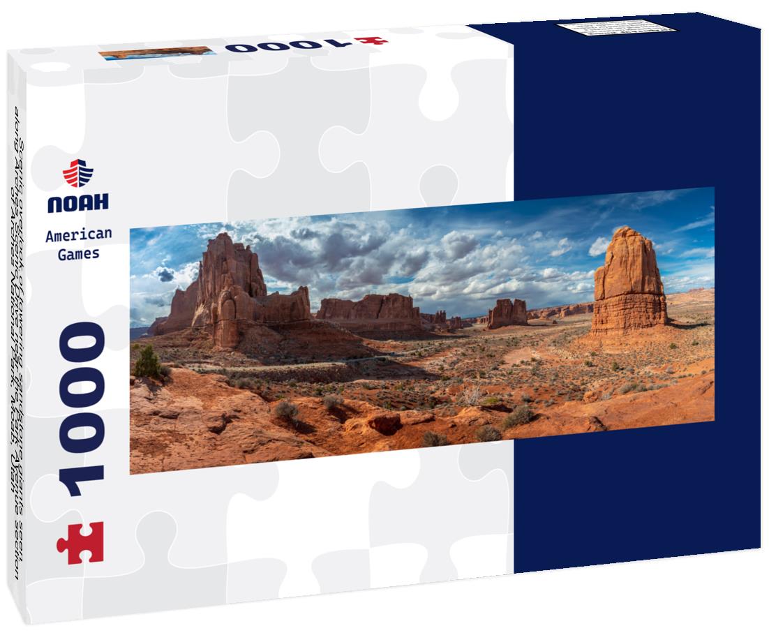 Noah Jigsaw Puzzle Scenic overlook of towering sandstone giants seen along Arches Scenic Drive near the Park Avenue section of Arches National Park, Moab, Utah panorama 1000 pieces