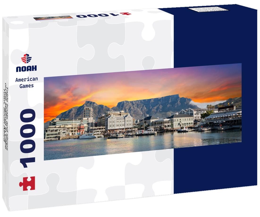 Noah Jigsaw Puzzle Table boats and shops on the seafront in Cape Town, South Africa panorama 1000 pieces