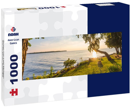 Noah Jigsaw Puzzle Sunset over Lake Michigan and the garden landscape panorama 1000 pieces