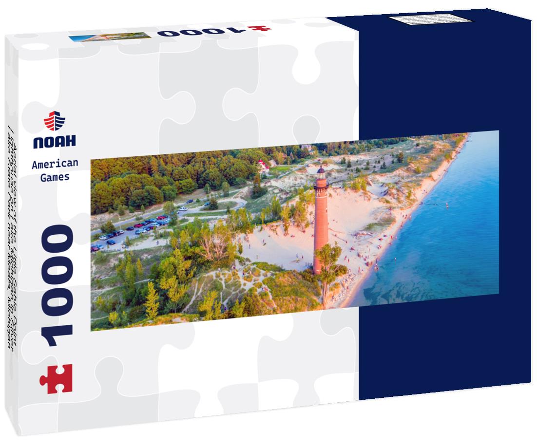 Noah Jigsaw Puzzle Aerial view of the Little Sable Point Lighthouse on Lake Michigan in Silver Lake State Park near Mears, Michigan panorama 1000 pieces