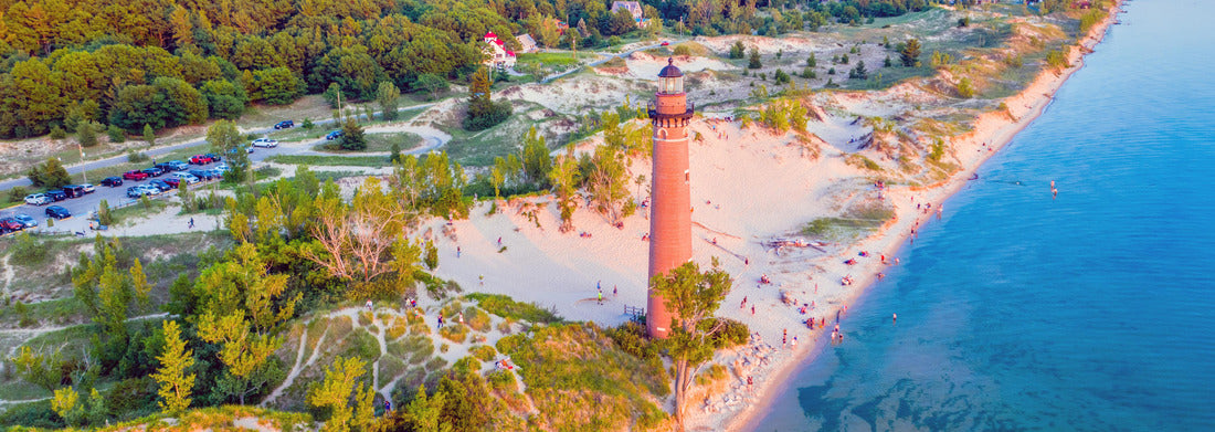 Noah Jigsaw Puzzle Aerial view of the Little Sable Point Lighthouse on Lake Michigan in Silver Lake State Park near Mears, Michigan panorama 1000 pieces