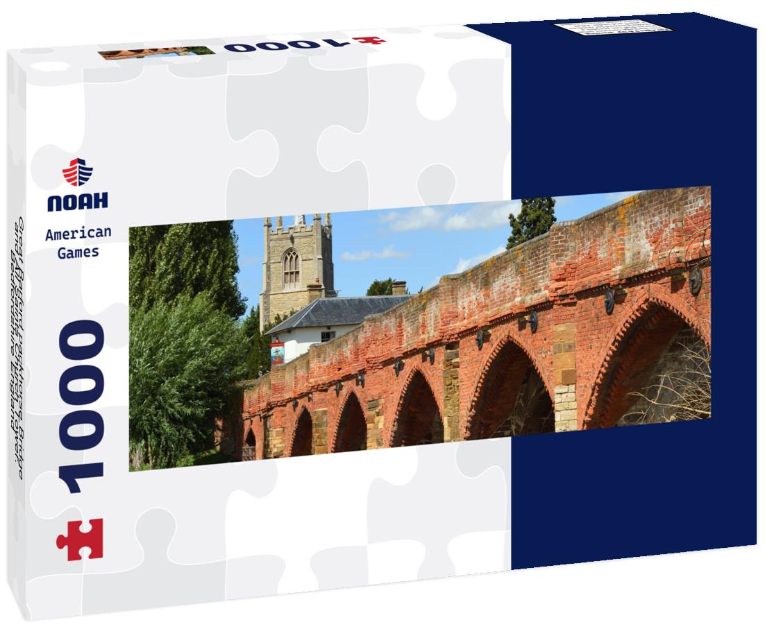 Noah Jigsaw Puzzle Great Barford packhorse Bridge and All Saints Church Tower. Bedfordshire England panorama 1000 pieces