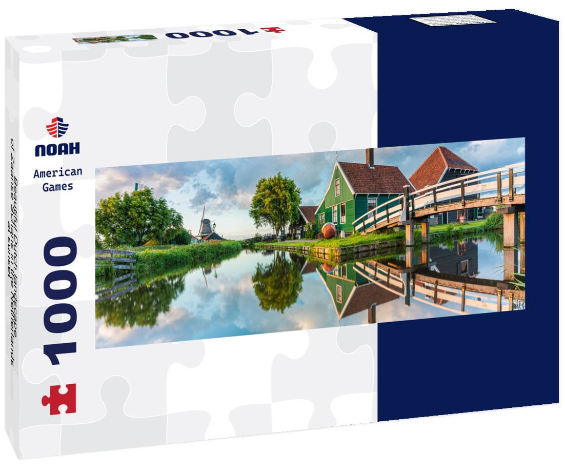 Noah Jigsaw Puzzle Beautiful Dutch landscape of Zaanse Schans in the Netherlands at sunset panorama 1000 pieces