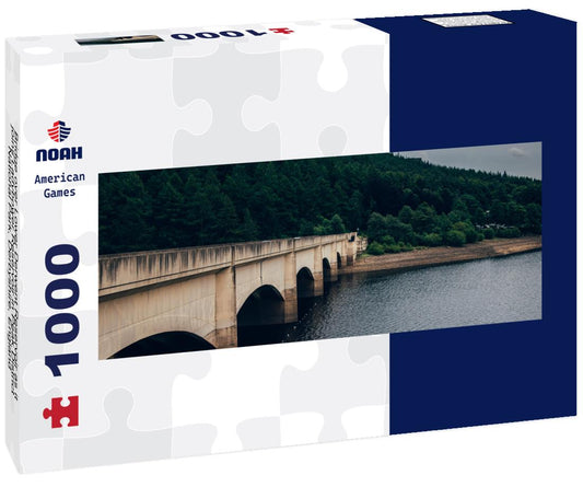 Noah Jigsaw Puzzle Bridge over Lower Derwent Reservoir as it joins Ladybower Reservoir in Peak District National Park, Derbyshire, England, UK panorama 1000 pieces