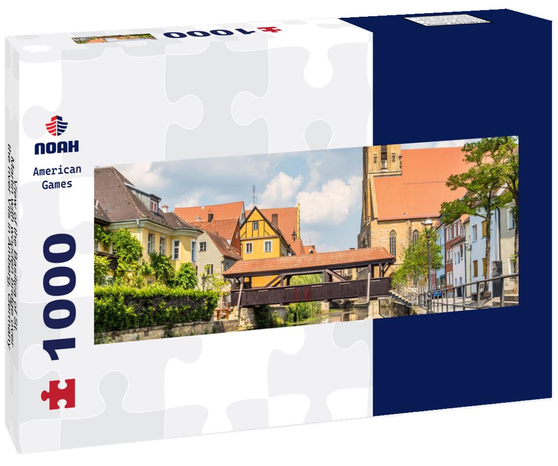 Noah Jigsaw Puzzle View of the Basilica of St. Martin with wooden bridge over the river Vils in Amberg, Germany panorama 1000 pieces