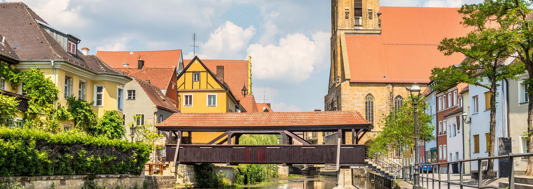 Noah Jigsaw Puzzle View of the Basilica of St. Martin with wooden bridge over the river Vils in Amberg, Germany panorama 1000 pieces
