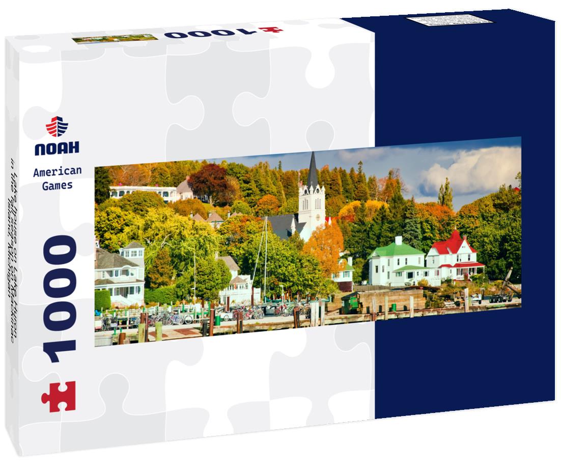 Noah Jigsaw Puzzle Lake house on Lake Huron in the fall season on Mackinac Island, Michigan panorama 1000 pieces
