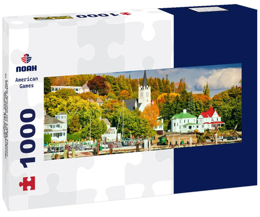 Noah Jigsaw Puzzle Lake house on Lake Huron in the fall season on Mackinac Island, Michigan panorama 1000 pieces