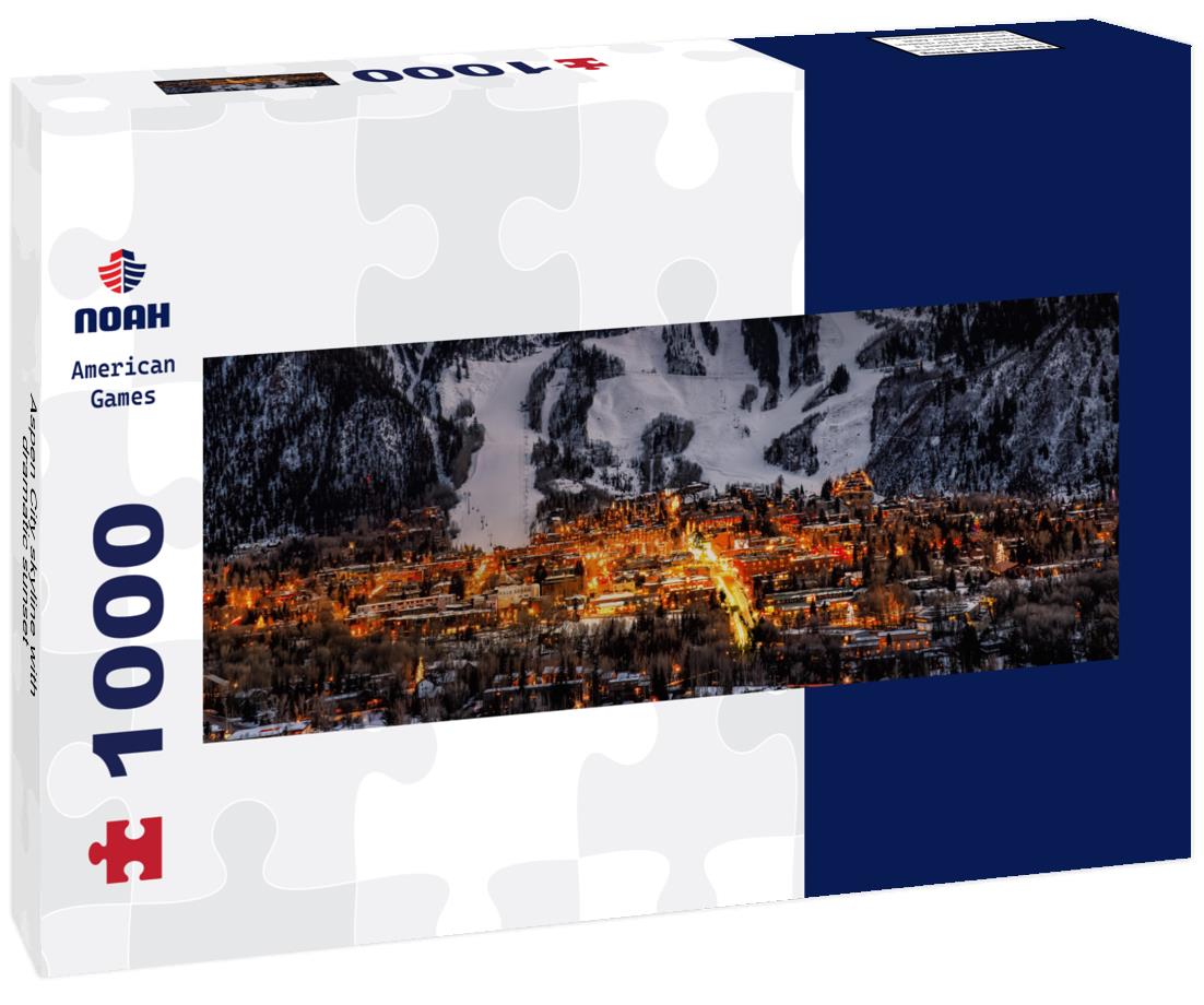 Noah Jigsaw Puzzle Aspen City skyline with dramatic sunset panorama 1000 pieces