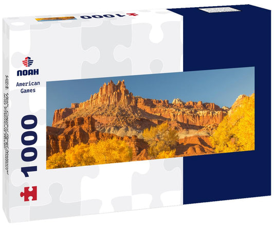 Noah Jigsaw Puzzle USA, Utah, Capitol Reef National Park. The Castle rock formation and Fremont River panorama 1000 pieces