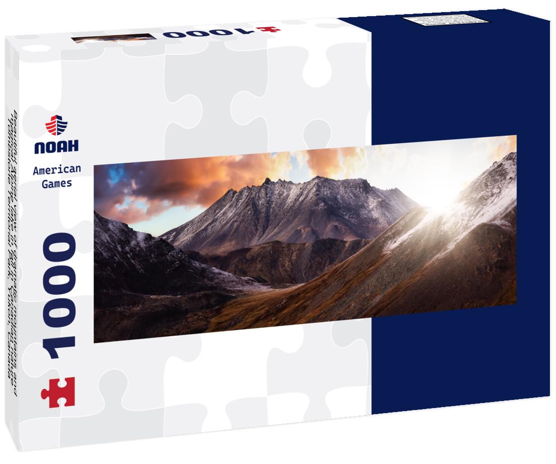 Noah Jigsaw Puzzle Beautiful aerial view of dramatic mountains and magical Alpine lake in fall in Canadian nature, Tombstone Territorial Park, Yukon, Canada panorama 1000 pieces