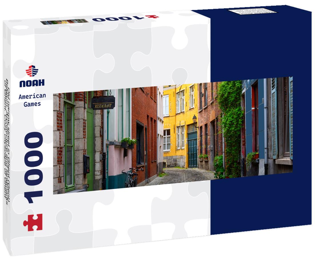Noah Jigsaw Puzzle Old narrow street in Ghent (Gent), Belgium. Architecture and landmarks of Ghent. Cozy cityscape of Ghent panorama 1000 pieces