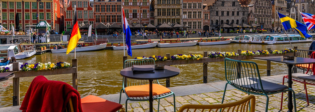 Noah Jigsaw Puzzle View of the Graslei, Korenlei quays and the Leie river in the historic city center of Ghent (Gent), Belgium panorama 1000 pieces