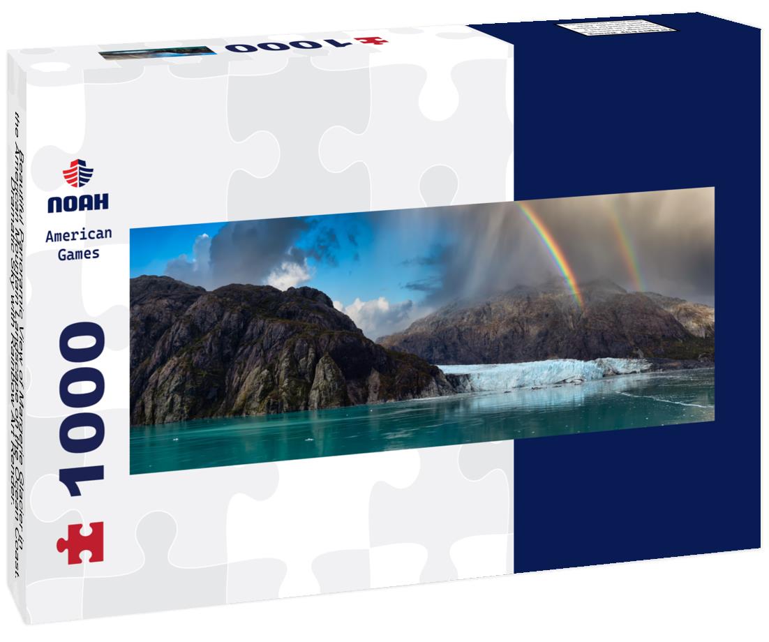 Noah Jigsaw Puzzle Beautiful Panoramic View of Margerie Glacier in the American Mountain Landscape on the Ocean Coast. Dramatic Sky with Rainbow Art Render. Glacier Bay National Park and Preserve, Alaska, USA panorama 1000 pieces