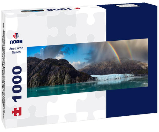 Noah Jigsaw Puzzle Beautiful Panoramic View of Margerie Glacier in the American Mountain Landscape on the Ocean Coast. Dramatic Sky with Rainbow Art Render. Glacier Bay National Park and Preserve, Alaska, USA panorama 1000 pieces