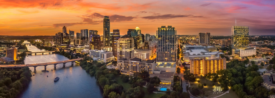 Noah Jigsaw Puzzle Austin sunset near the river panorama 1000 pieces