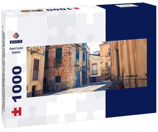 Noah Jigsaw Puzzle Typically Italian narrow street of Tropea town's historical center with old buildings and church of Jesus of the Convent of the Redemptorist Fathers, Vibo Valentia, Calabria, southern Italy panorama 1000 pieces
