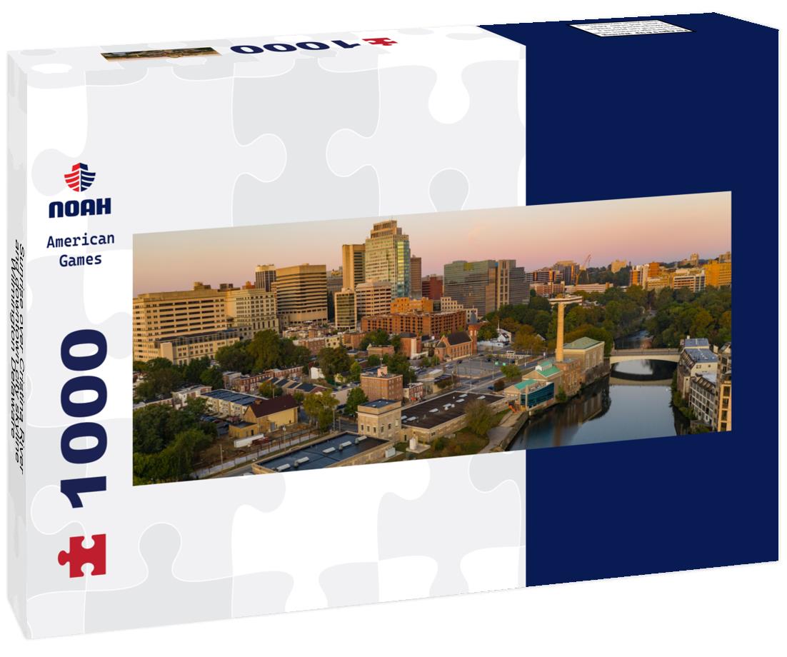 Noah Jigsaw Puzzle Sunrise over Cristina River and downtown city skyline Wilmington Delaware panorama 1000 pieces