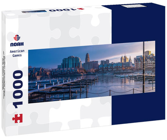 Noah Jigsaw Puzzle Buffalo cityscape view at early cold morning from erie basin marina panorama 1000 pieces