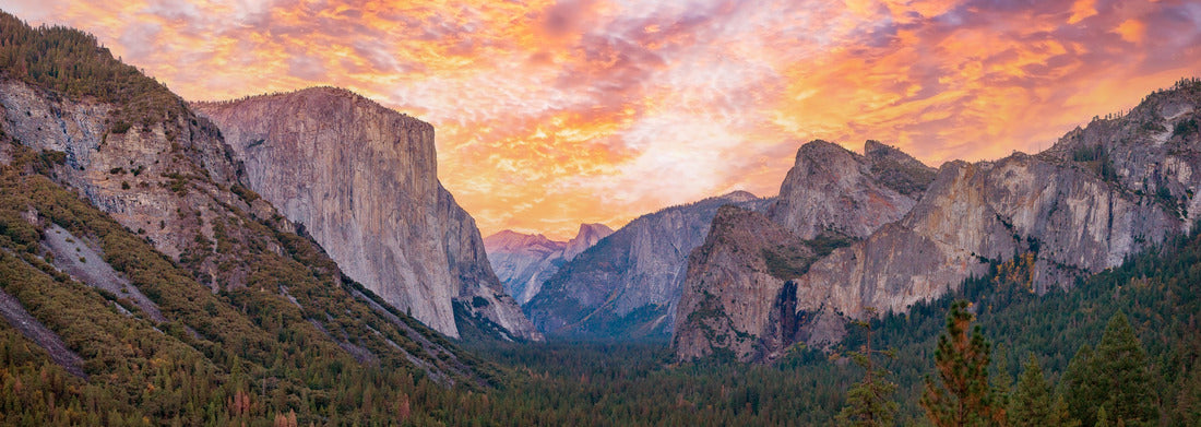 Yosemite valley nation park during sunset view from tunnel view on twilight time. Yosemite nation park, California, USA 1000pc Panoramic Puzzle