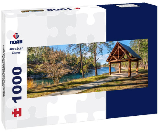 Noah Jigsaw Puzzle A log gazebo sits in Corbin Park overlooking the Spokane River in Post Falls, Idaho, USA panorama 1000 pieces