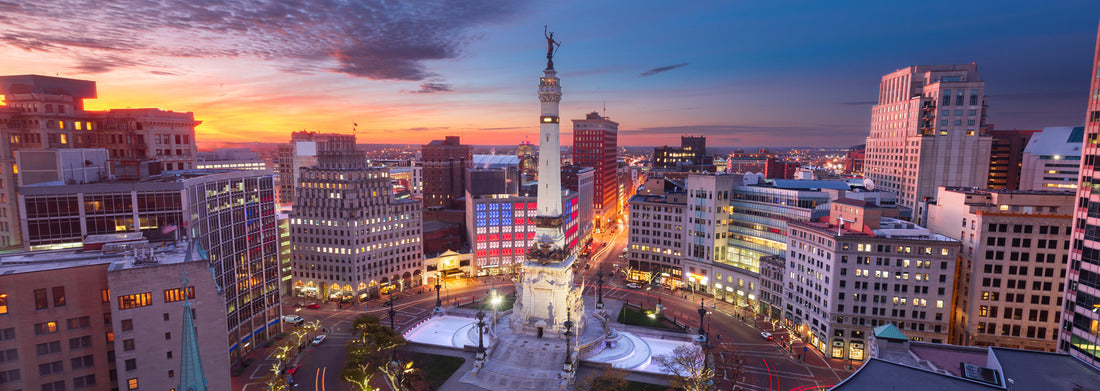 Noah Jigsaw Puzzle Indianapolis, Indiana, USA skyline over Monument Circle at dusk panorama 1000 pieces
