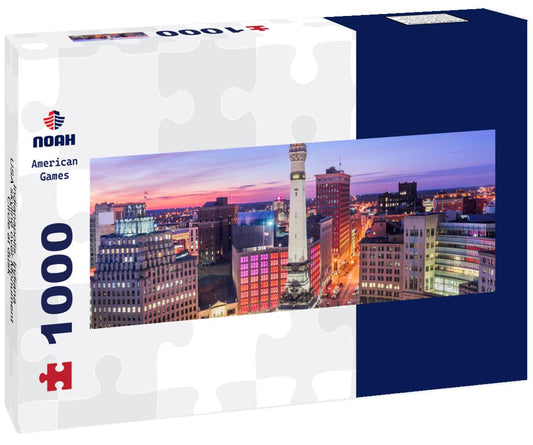 Noah Jigsaw Puzzle Indianapolis, Indiana, USA skyline over Monument Circle at dusk panorama 1000 pieces