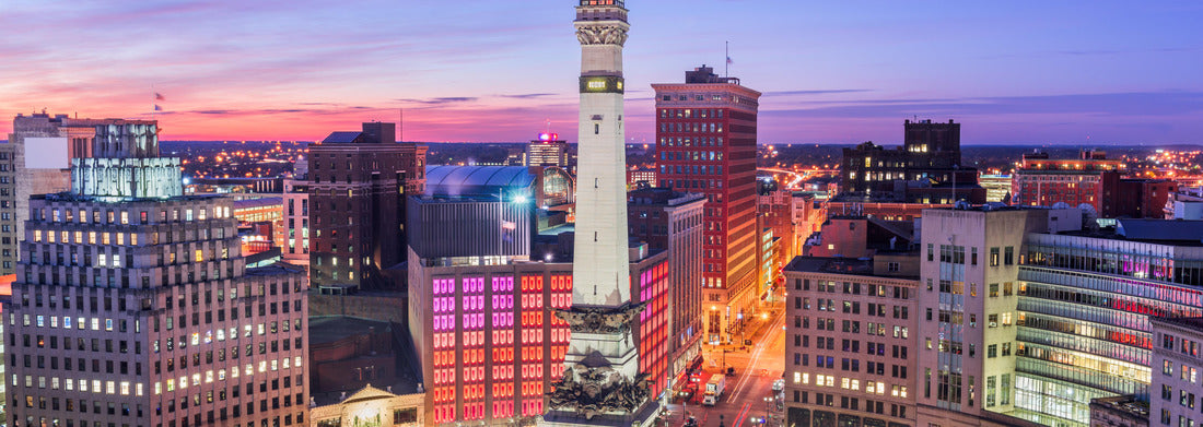 Noah Jigsaw Puzzle Indianapolis, Indiana, USA skyline over Monument Circle at dusk panorama 1000 pieces