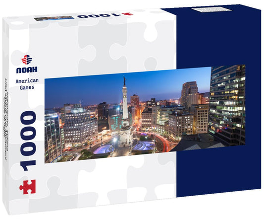 Noah Jigsaw Puzzle Indianapolis, Indiana, USA skyline over Monument Circle at night panorama 1000 pieces