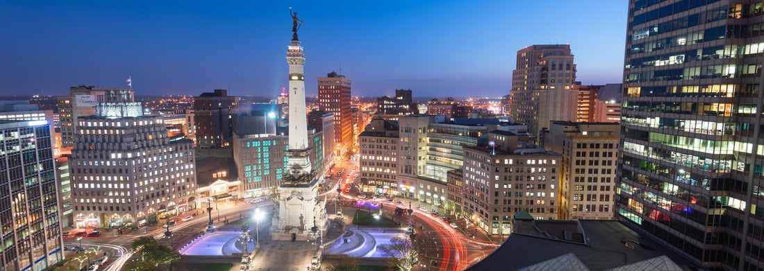 Noah Jigsaw Puzzle Indianapolis, Indiana, USA skyline over Monument Circle at night panorama 1000 pieces