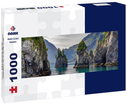 Noah Jigsaw Puzzle Rock Spires in the Turquoise Water of Spire Cove in the Kenai Fjords National Park panorama 1000 pieces