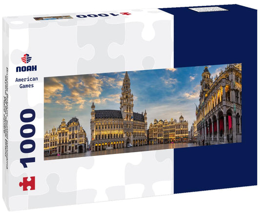 Noah Jigsaw Puzzle Brussels Belgium, sunset panorama skyline on the famous Grand Place square panorama 1000 pieces
