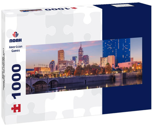 Noah Jigsaw Puzzle Indianapolis, Indiana, USA skyline on the White River at dusk panorama 1000 pieces