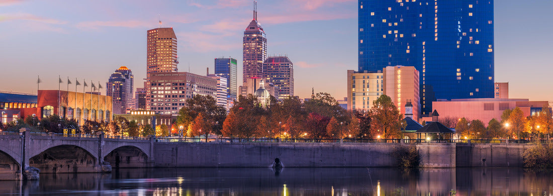 Noah Jigsaw Puzzle Indianapolis, Indiana, USA skyline on the White River at dusk panorama 1000 pieces