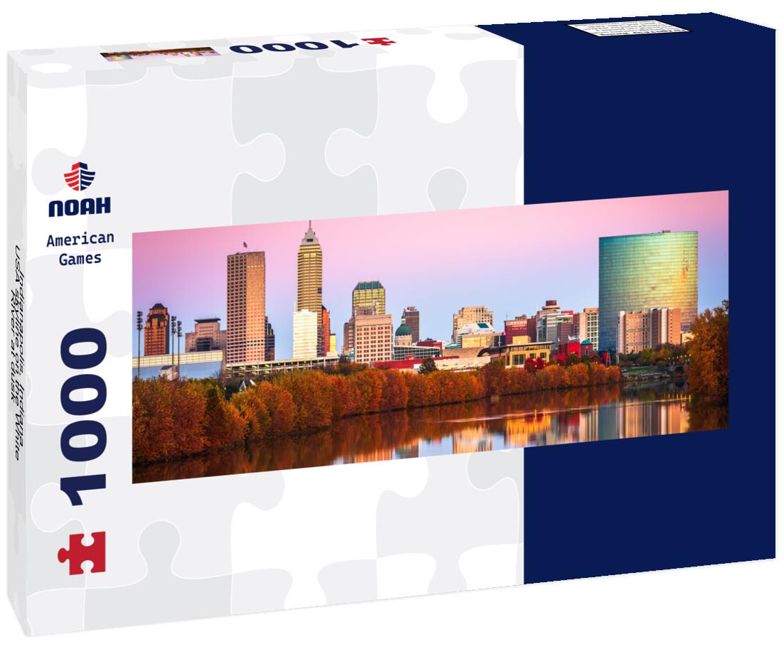 Noah Jigsaw Puzzle Indianapolis, Indiana, USA skyline on the White River at dusk panorama 1000 pieces