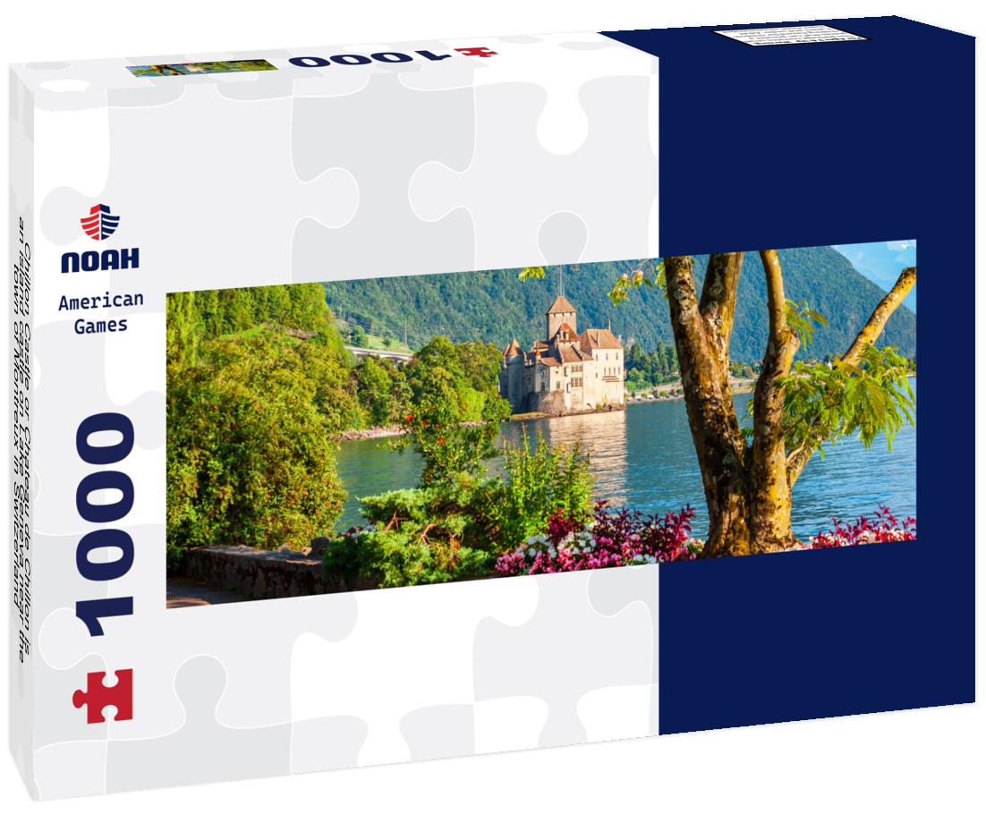 Noah Jigsaw Puzzle Chillon Castle or Chateau de Chillon is an island castle on Lake Geneva near the town of Montreux in Switzerland panorama 1000 pieces