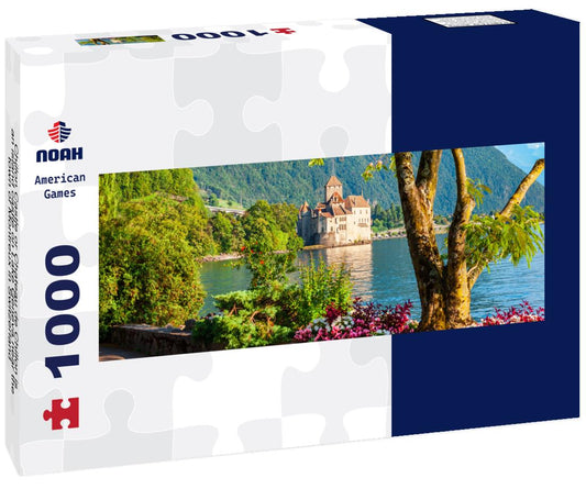 Noah Jigsaw Puzzle Chillon Castle or Chateau de Chillon is an island castle on Lake Geneva near the town of Montreux in Switzerland panorama 1000 pieces