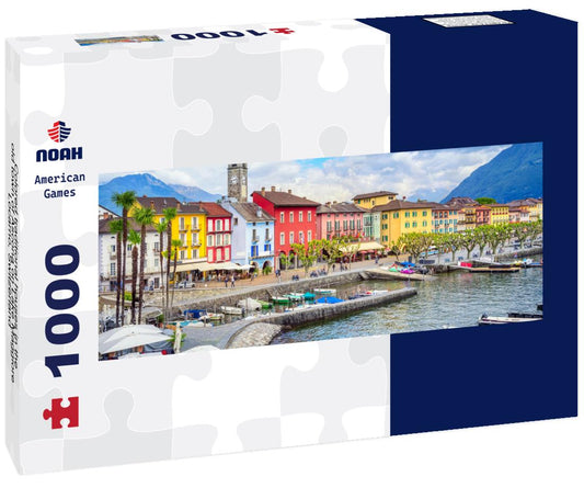 Noah Jigsaw Puzzle Colored traditional houses in the old town of Ascona on Lake Maggiore, Locarno, Switzerland panorama 1000 pieces